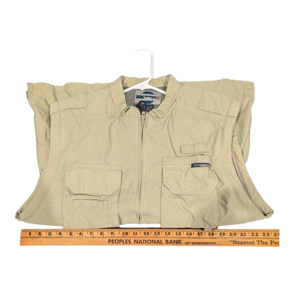 ExOfficio Utility Vest medium Oversize Beige Mesh Lined Fishing Hiking Outdoor. - Picture 6 of 9